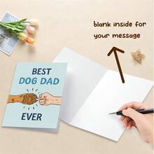 1PC Cute "Best Dog Dad Ever" Father's Day Card (With Envelope) - Fist Bump With Paw Illustration, Greeting Card For Dog Dads - Multicolor - View 5