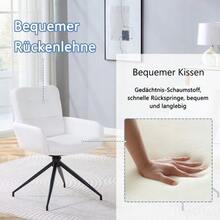 [Set Of 2] European Swivel Chair In A Lightweight Luxury Design: PU Coating + Black Metal Legs, 360° Sound Swivel, Set Of 2 For Dining Rooms / Relaxation Areas. - White - View 6