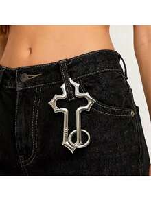 Móc khóa hình thánh giá thời trang, móc khóa hình thánh giá Chúa Giêsu kiểu Y2K, phụ kiện túi xách màu bạc, phụ kiện chìa khóa unisex - Xem 2