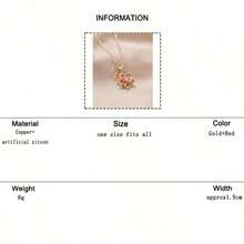 1pc Copper & Cubic Zirconia Plum Blossom Shaped Rotatable Women's Fashion Necklace - Hồng - Xem 7