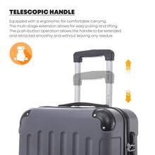 YONSLY 4-Piece Wheeled Suitcase Set With 360° Wheels, Combination Lock, Robust Double Zipper, Mesh Pocket, Soft Rubber Handle, 16/20/24/28 Inch Trolley Suitcase, Hard Shell Carry-On Luggage Set (4-Piece Set, S, M, L & XL) - 深灰色 - 查看 5