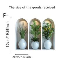 3pcs 3D Arched Flower Vase Wall Stickers, Removable Self-Adhesive Waterproof PVC Decals, Suitable For Sofa Backdrop, Office, Corridor, Entrance And Indoor Art Decoration - Arched Floral Wall Stickers - View 10