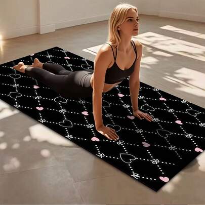 1pc Heart & Plaid Anti-Slip Yoga Mat - Suitable For Home Workout, Dancing And Skipping Rope - Unisex, Yoga Accessory, Fitness Mat, Multiple Styles Available