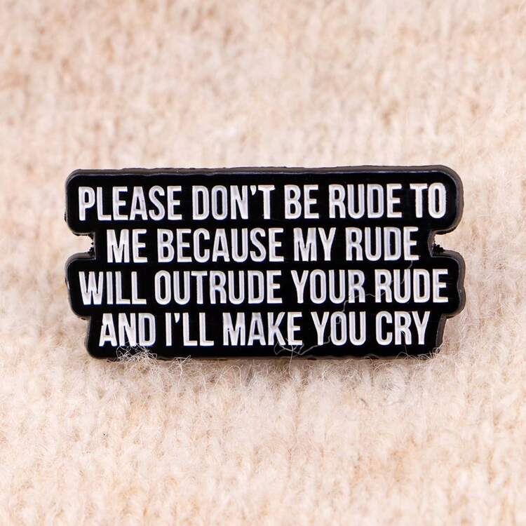 Pines de solapa con citas "NO VEO NADA BUENO" Broche de frase negra divertida Insignia para mochila, ropa, accesorios de moda, joyas, regalos para amigos - Negro - Añade 9