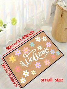 1pc Colorful Floral Welcome Pattern Doormat, Farmhouse Style Machine Washable Polyester Mat, Suitable For Living Room, Kitchen, Bedroom, Entryway, Home Decor, Room Decor, All Season - Mustard Yellow - View 4