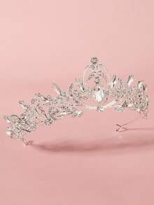 1 pieza Tiara nupcial decorada con cristales Rhinestone, corona de boda elegante plateada para mujeres, accesorio para el cabello para fiesta de graduación, Tiara de boda con cristales brillantes, corona nupcial plateada ligera con accesorios para el cabello con Rhinestone para mujeres y niñas, para fiestas, verano, playa - Plateado - Ver 11