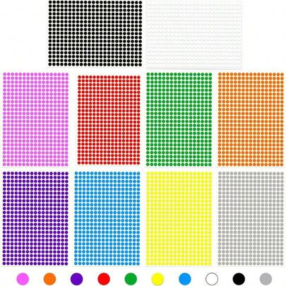 1/4 Small Colored Stickers 3/8 1/2 Round Circle Stickers Tiny 10 Colors Coding Labels Sticker Office, Home(10 Colors, 1/4 (6 Mm))