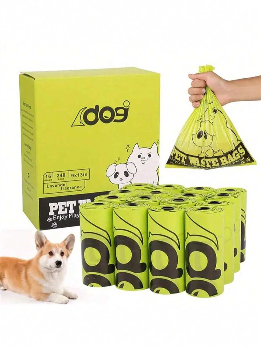 Extra Large Lavender Scented Bags, Thick Leak-Proof Pet Waste Bags, Suitable For Handling Animal Excrement, Made Of PE Material, Green Color, Suitable For Kittens, Puppies, Large And Small Animals