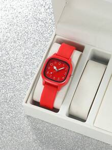 10只装女士礼品硅胶手表，时尚休闲方形表盘石英腕表组合套装（不含表盒） - 彩色 - 查看 5