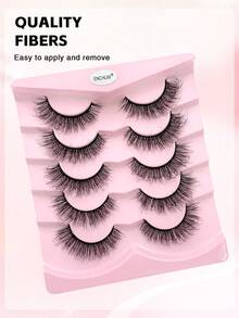 ENCHUW 5 Pairs Of Natural False Eyelashes Natural Look Soft And Fluffy Eyelashes 3D Curling DIY At Home Suitable For Daily Outings, Dates, And Party Use - Black - View 5