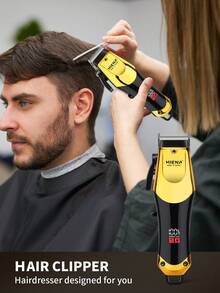 HIENA 男士USB充电式无线理发器 - 胡须修剪器，精密R型刀片修剪器，配备多种理发工具，结构坚固耐用 - 查看 7