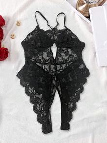 Bộ áo liền quần ren gợi cảm dành cho nữ cỡ lớn - màu đen - Xem 7