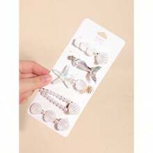 5pcs/Pack Mermaid Shell Hair Clips, Cute Kawaii Lovely Girls Side Crab Clips, Korean Fashion Bangs Hair Accessories - 彩色 - 查看 13