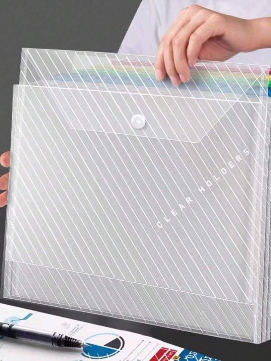5个/10个A4大容量文件袋,返校季必备,轻便防水文件袋,透明条纹按扣文件夹,A4文件袋,学生文件袋,试卷收纳袋,商务文件袋,按扣整理袋,纽扣袋,彩色文件袋,加厚PP材质,防污文件袋,分类袋,大容量,桌面收纳,办公用品,返校/毕业礼物 - 套裝 - 查看 1
