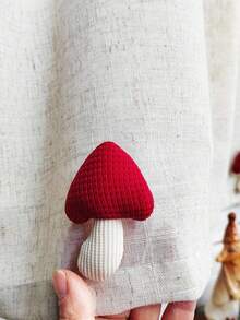 1PC Cute Red Mushroom-Shaped Japanese-Style Hanging Curtain, Small Window Curtains For Kitchens,Apartment Kitchen Curtains, Kitchen Window Valance,Cafe Style Half Curtains. - Beige - View 11