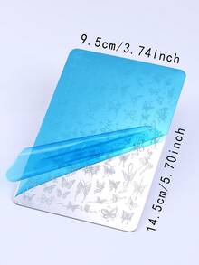 2 Khuôn mẫu vẽ móng nghệ thuật với họa tiết nơ, khung ren, hoa, cây, bướm, khuôn dập móng nóng DIY, tấm dập móng nóng chuyên nghiệp, dụng cụ làm móng tại salon. - Bạc - Xem 3