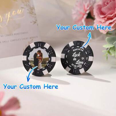 Personalized Wedding Poker Chip Set, Customized Las Vegas Style Chips, Groomsman Bridesmaid Casino Poker Chips, Will You Be My Groomsman Gift, Bride's Proposal Gift, Printed Photo Engagement Souvenir, Drink Tokens, Las Vegas Casino Party Favors, Wedding Favors