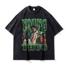 Nueva y moderna camiseta popular de MADARTIST, el rapero Young , con efecto desgastado, estilo retro americano de hip-hop, de manga corta. - 1 - Ver 7