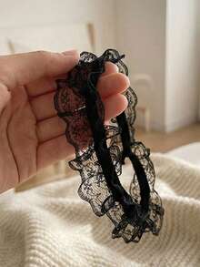 Black Lace Floral Bow Sexy Bridal Wedding Leg Chain - Black - View 8