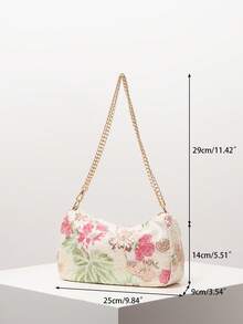 Sequin Floral Embroidered Women's Shoulder Bag, Metal Chain Strap, Suitable For Evening, Party, Wedding - Multicolor - View 7