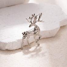 1件畅销3D鹿形胸针，简约时尚百搭圣诞金色多功能配饰 - 彩色 - 查看 8