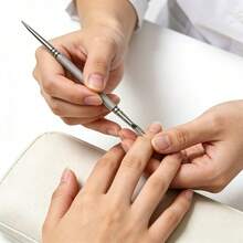 1pc Dual-Head Stainless Steel Nail Clipper & Cuticle Remover Tool With Non-Slip Handle - Multicolor - View 5