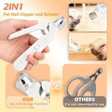 2 In 1 Pet Nail Clipper And Grinder With Dual LED Lights, USB Rechargeable Electric Nail File For Small Medium Large Dogs Cats, Quiet Pet Grooming Kit With Splash Guard, Cat Dog Claw Trimmer - A - View 2