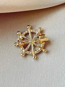 1pc/2pcs Rhinestone Rudder Brooch, Fashion Unisex Personalized Formal Dress Badge Pin - Multicolor - View 3