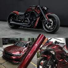 1 pieza Envoltura de vinilo de PET de color rojo sangre de dragón de metal líquido para automóvil y motocicleta, película duradera que cambia de color, envoltura de PVC metálica brillante de color rojo que cambia de color para automóvil y motocicleta, adhesivo con liberación de burbujas - Talla única - Ver 11
