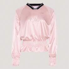 Adidas Originals 女士褶皱针织长袖T恤，无领长款 TKS2880 - 粉色 - 查看 2