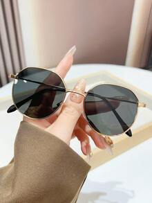 1 chiếc kính thời trang nữ gọng kim loại bất đối xứng, phong cách đường phố tối giản, đa năng, phù hợp với trang phục thường ngày. - Nhiều màu - Xem 4