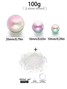 200g Ngọc trai nhân tạo nổi không lỗ, nhiều kích cỡ 10mm/16mm/20mm, dùng để trang trí bình hoa, trang trí đám cưới, trang trí nến nổi, trang trí bàn tiệc, thích hợp cho việc tự làm đồ trang trí đám cưới, sinh nhật, tiệc theo chủ đề, ngày Valentine, Halloween, Giáng sinh (Bao gồm hạt nước) - Màu hồng rực rỡ - Xem 10