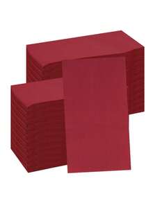 20pcs/Set, 40pcs/Set, 60pcs/Set Burgundy Oblong Thickened Soft Party Napkins, 2-Ply Soft Paper Towels, Unfolded Size 40cm*33cm, Suitable For: Wedding, Tea Party, Birthday Party Decoration Napkins, Party Decorations, Party Supplies, Holiday Decorations, Holiday Supplies - How Many - View 2