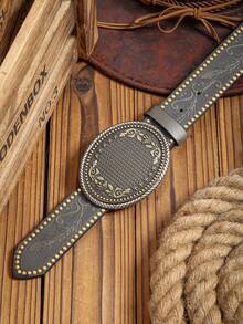 Nuevo cinturón de estilo occidental bohemio, hebilla de metal enchapado multicolor, cinturón de PU con relieve, adecuado para uso diario unisex - BH1021 - Ver 10