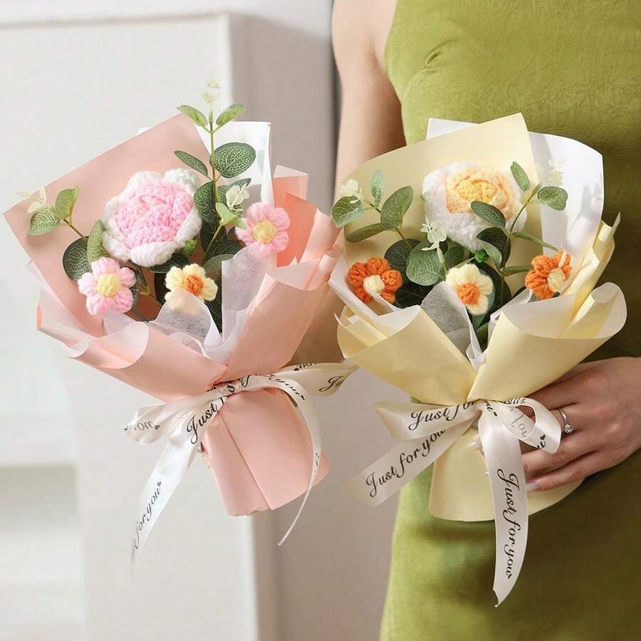 玫瑰花束、人造玫瑰花束、仿真玫瑰花束、创意花束、情人节、圣诞节、求婚、母亲节、教师节、新年礼物、送给朋友的精美生日礼物、毕业生日礼物 - 彩色 - 查看 1