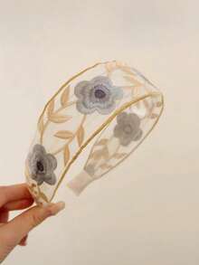 1pc Floral Print Boho Style Polyester Woven Embroidered Headband - Multicolor - View 7