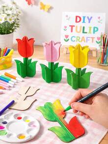 10Pcs Wooden Tulip Shapes For DIY Crafts, 3D Paintable Floral Decorations, Light Beige Natural Wood, Birthday Decor, Wedding Decor, Spring Home Decor, Floral Decor, Baby Shower Decor, Gender Reveal Party Supplies, 1st Birthday Party Decor, Bridal Shower Decor, Creative Crafts, Handicrafts, Floral Arrangements, Creative Art Supplies For Painting Decorations, Gifts For Kids, Holiday Party Supplies, Party Favors - Tulip - View 9
