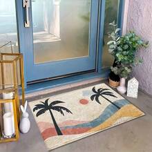 1 Peça Capacho Criativo Romântico com Árvore de Coco e Pôr do Sol, Pequeno Tapete, Capacho de Boas-Vindas, Carpete, Capacho Externo, Tapete de Cozinha, Decoração Doméstica, Capacho para Porta da Frente, Pequeno Tapete de Área, Tapete Externo, Decoração Doméstica, Tapete de Área, Carpete de Jardim, Tapete Lavável - Multicolorido - Visão 3