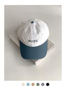 1pc Quick-Dry Color-Block Baseball Cap With Letter Embroidery, Minimalist Contrast Color Soft Crown Duck Bill Cap, Lightweight Breathable Thin Summer Hat, Couple Versatile Outdoor Sports Spring Trip Student Sun Protection Casual Cap For Men - SPECIFIC Splicing - View 15