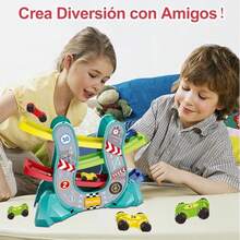 Pista de Coches Rampas para Niños,Juguete de Carreras Educativo,Regalos para Niños para Navidad,Cumpleaños - Azul - Ver 5