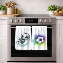 2/4/6 piezas Juego, Paños de cocina con estampados temáticos de partidos de fútbol, Paños modernos de microfibra súper absorbentes, Paños de té para cocinar y hornear, Paños de limpieza, Toallas de mano, Muy suaves y absorbentes, Decoración de cocina, Regalos para vecinos, madres, cumpleaños, inauguración de la casa para amigos, Artículos esenciales de cocina, Necesidades diarias - Multicolor - Ver 5
