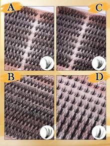 一套大容量单簇DIY假睫毛，长度从10毫米到16毫米不等，卷度从自然C型到浓密D型，10D/20D自然纤细款和80D/100D浓密花瓣型假睫毛，适合各种妆容风格。白色睫毛册，附赠黑白两色胶水可选。可作为礼物送给朋友/爱人/亲戚。漫画风假睫毛/动漫风假睫毛/带刺假睫毛。 - 摩卡棕 - 查看 9