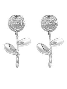 一对时尚玫瑰花耳环，新娘优雅耳环，适合日常佩戴、婚礼、派对、情人节、复活节礼物 - 彩色 - 查看 4