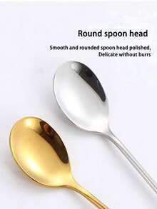 1pc/2pcs/4pcs Stainless Steel Coffee Spoon, Round Disc Long Handle Ice Cream Spoon, Style Honey Stirring Spoon, Bar Mug Cocktail Mixing Spoon - View 3