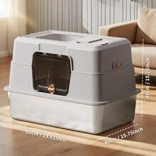 Extra-Large Stainless Steel Cat Litter Box With Litter Mat, Enclosed Front Entry & Top Exit Kitty Box For Big Cats, Odor Control, Easy To Clean With Removable Design - Một cỡ - Xem 12