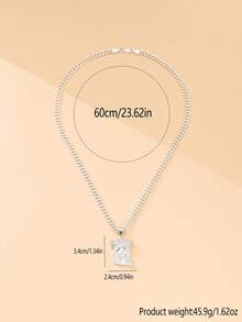 1pc Fashionable Clover Pendant Necklace, Cubic Zirconia Inlaid, Brass Material, Suitable For Unisex Hip-Hop Daily Wear - Silver - View 8