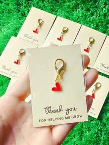 10pcs Gold-Tone Alloy Heart Shaped Keychain Set - Colorful Heart Keychains With Thank You Card - Durable Zinc Alloy - Thoughtful Small Gift For Teachers, Moms, Elders, Best Friends - Suitable For Special Occasions Like Birthday, Christmas, Thanksgiving, New Year, Teacher's Day, Wedding, Back To School, Graduation Car Accessories Cute Goth Y2k Gift Ideas Gifts For Mother, Father, Graduation, And Teacher - Red - View 6