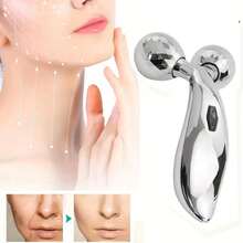 1 chiếc máy lăn massage mặt 3D cầm tay, nâng cơ mặt, làm thon gọn cằm đôi, tạo đường nét V-line, máy massage mặt săn chắc, xoay 360° giúp thư giãn mặt và cổ, màu bạc. - Bạc - Xem 4