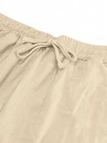 Pantalones deportivos casuales sueltos y transpirables de lino fino para hombres, adecuados para la playa, primavera/verano - Caqui - Ver 7