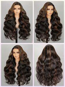 MEGALOOK Upgrade 360 Lace Frontal Wigs Highlight Brown Color Body Wave Lace With Drawstring Cap 100% Human Hair 18-30 Inch 180% Density Glueless Wigs Transparent Lace Frontal Wig Free Part - SNATURAL/30 - View 7